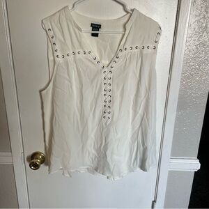 Torrid cream chiffon sleeveless blouse too crisscross size 1x